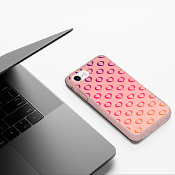 Чехол iPhone 7/8 матовый Сердечный принт на день влюблённых, цвет: 3D-светло-розовый — фото 2