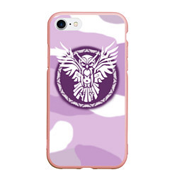 Чехол iPhone 7/8 матовый Сова в камуфляже, цвет: 3D-светло-розовый