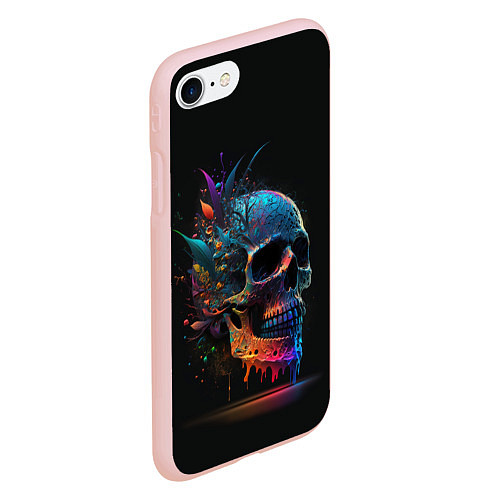 Чехол iPhone 7/8 матовый Красочный череп с цветами / 3D-Светло-розовый – фото 2