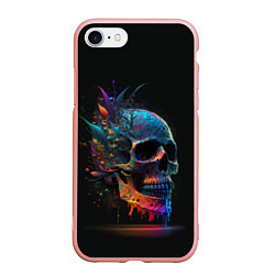 Чехол iPhone 7/8 матовый Красочный череп с цветами, цвет: 3D-светло-розовый