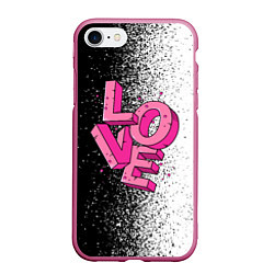 Чехол iPhone 7/8 матовый Love - розовый, цвет: 3D-малиновый