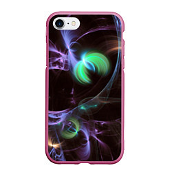 Чехол iPhone 7/8 матовый Магические фиолетовые волны и цветные космические, цвет: 3D-малиновый
