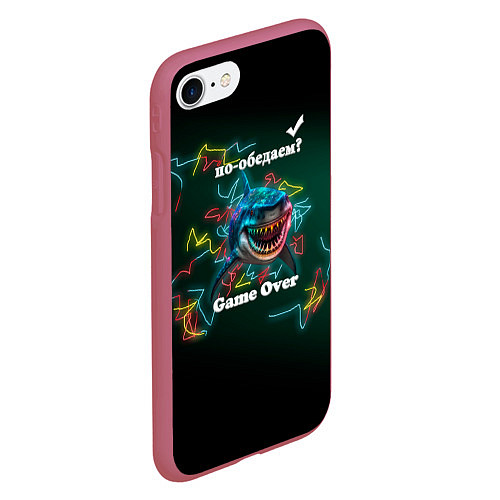 Чехол iPhone 7/8 матовый Акула Пообедаем / 3D-Малиновый – фото 2