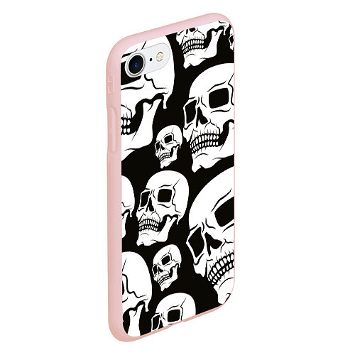 Чехол iPhone 7/8 матовый Паттерн из черепов / 3D-Светло-розовый – фото 2