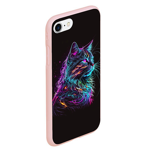 Чехол iPhone 7/8 матовый Неоновая кошечка / 3D-Светло-розовый – фото 2