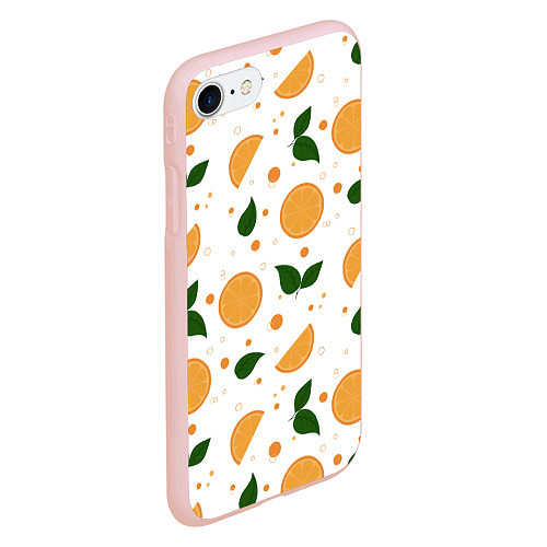 Чехол iPhone 7/8 матовый Апельсины с листьями / 3D-Светло-розовый – фото 2