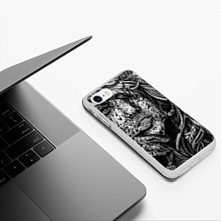Чехол iPhone 7/8 матовый Девушка монохром, цвет: 3D-белый — фото 2