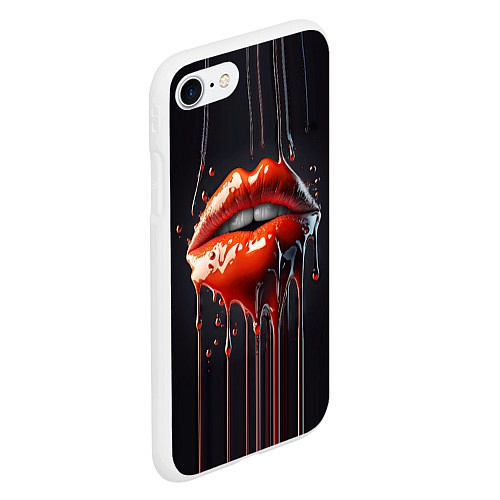 Чехол iPhone 7/8 матовый Сладкие красные губы / 3D-Белый – фото 2