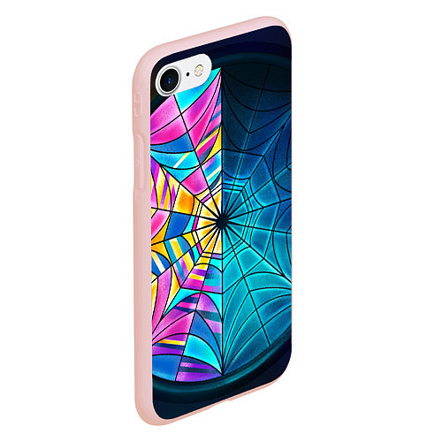 Чехол iPhone 7/8 матовый Уэнсдей - окно ночной витраж - текстура зерна / 3D-Светло-розовый – фото 2