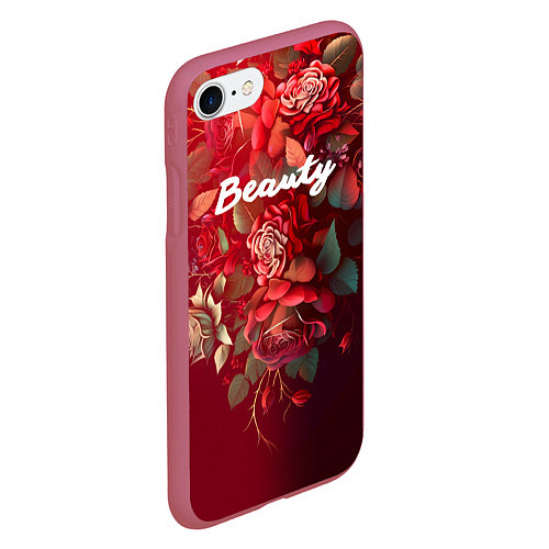 Чехол iPhone 7/8 матовый Beauty Красота розы / 3D-Малиновый – фото 2