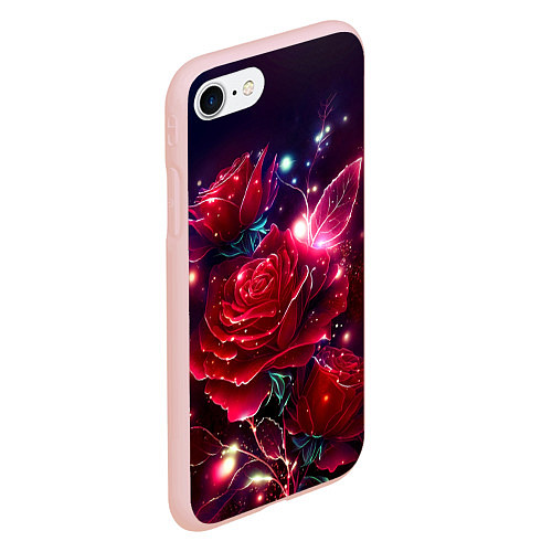 Чехол iPhone 7/8 матовый Розы с огоньками / 3D-Светло-розовый – фото 2