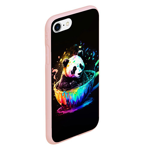 Чехол iPhone 7/8 матовый Панда в кружке / 3D-Светло-розовый – фото 2