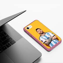 Чехол iPhone 7/8 матовый Lionel Messi 10, цвет: 3D-малиновый — фото 2