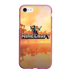 Чехол iPhone 7/8 матовый Стив Майнкрафт Minecraft, цвет: 3D-малиновый