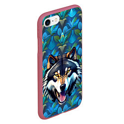 Чехол iPhone 7/8 матовый Волк из джунглей, цвет: 3D-малиновый — фото 2