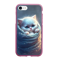 Чехол iPhone 7/8 матовый Котик в мешке, цвет: 3D-малиновый