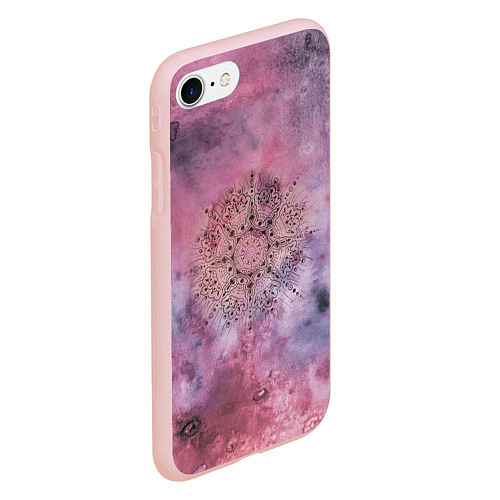 Чехол iPhone 7/8 матовый Мандала гармонии, фиолетовая, космос / 3D-Светло-розовый – фото 2