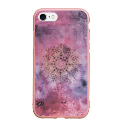 Чехол iPhone 7/8 матовый Мандала гармонии, фиолетовая, космос, цвет: 3D-светло-розовый
