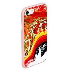 Чехол iPhone 7/8 матовый Брызги краски - красные, оранжевые разводы, цвет: 3D-светло-розовый — фото 2