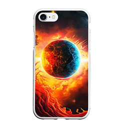 Чехол iPhone 7/8 матовый Планета в огненном космосе