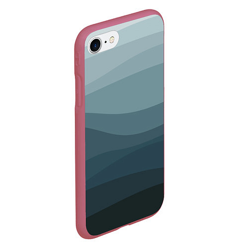 Чехол iPhone 7/8 матовый Бирюзовые волны / 3D-Малиновый – фото 2