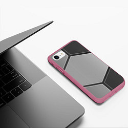 Чехол iPhone 7/8 матовый Серебряные металлические пластины, цвет: 3D-малиновый — фото 2
