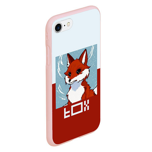 Чехол iPhone 7/8 матовый Пиксельная лиса с надписью fox / 3D-Светло-розовый – фото 2
