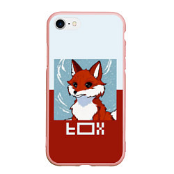 Чехол iPhone 7/8 матовый Пиксельная лиса с надписью fox, цвет: 3D-светло-розовый