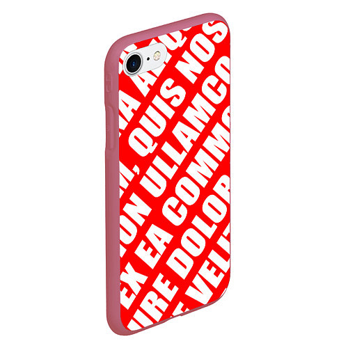 Чехол iPhone 7/8 матовый Крупный рубленый текст Lorem Ipsum каллиграфия на / 3D-Малиновый – фото 2