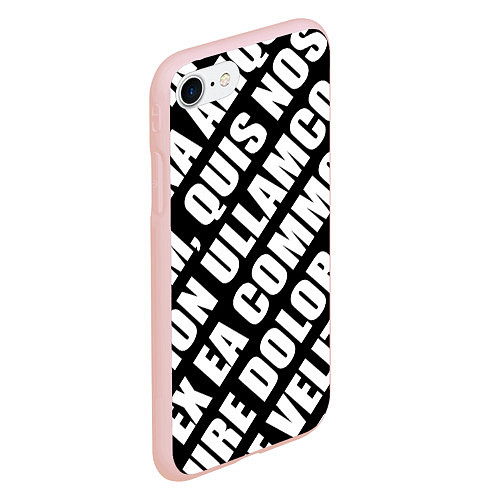 Чехол iPhone 7/8 матовый Крупный рубленый текст Lorem Ipsum каллиграфия на / 3D-Светло-розовый – фото 2
