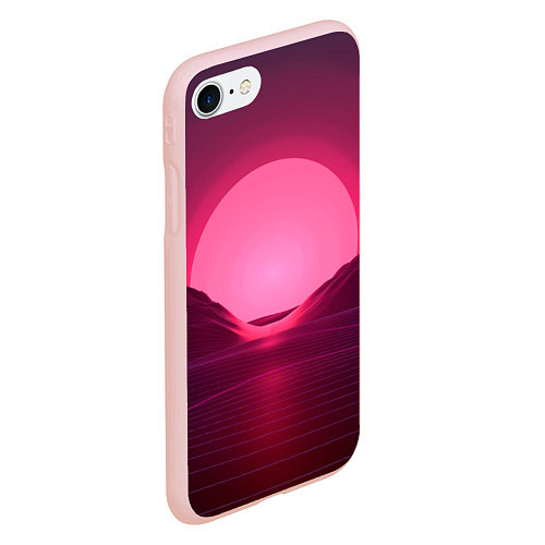 Чехол iPhone 7/8 матовый Неоновый закат / 3D-Светло-розовый – фото 2