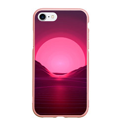 Чехол iPhone 7/8 матовый Неоновый закат, цвет: 3D-светло-розовый