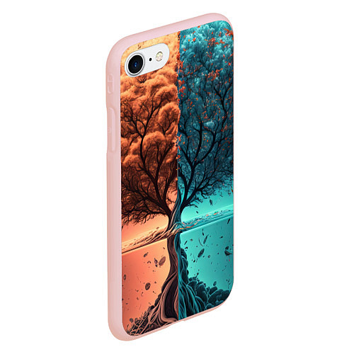Чехол iPhone 7/8 матовый Таинственное дерево в озере / 3D-Светло-розовый – фото 2