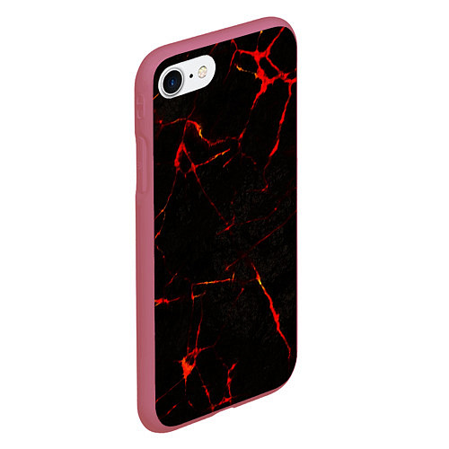 Чехол iPhone 7/8 матовый Прожилки магмы / 3D-Малиновый – фото 2
