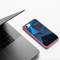 Чехол iPhone 7/8 матовый Неоновые грани абстракции, цвет: 3D-малиновый — фото 2