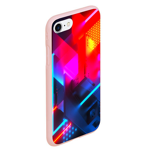 Чехол iPhone 7/8 матовый Neon stripes color / 3D-Светло-розовый – фото 2