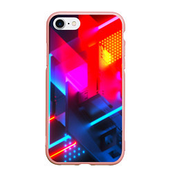 Чехол iPhone 7/8 матовый Neon stripes color, цвет: 3D-светло-розовый