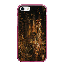 Чехол iPhone 7/8 матовый Тёмные камни и тёмные краски в воде, цвет: 3D-малиновый