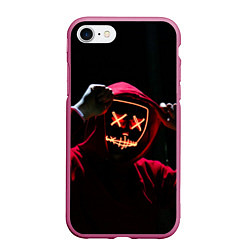 Чехол iPhone 7/8 матовый Красно-оранжевый неоновый анонимус