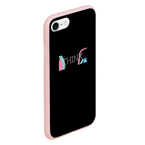 Чехол iPhone 7/8 матовый Надпись think / 3D-Светло-розовый – фото 2