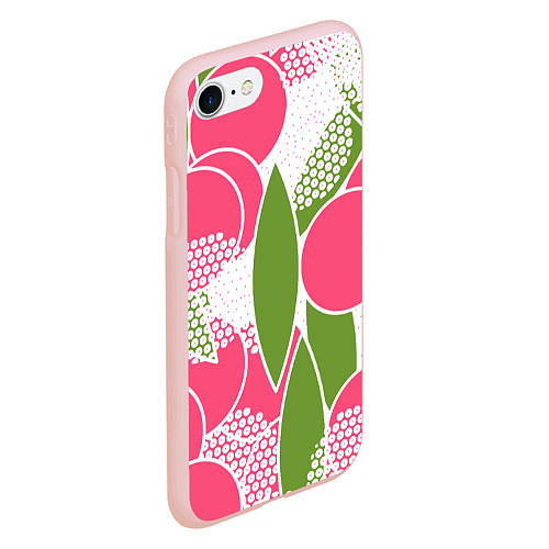 Чехол iPhone 7/8 матовый Абстракция круги и зеленый лист / 3D-Светло-розовый – фото 2
