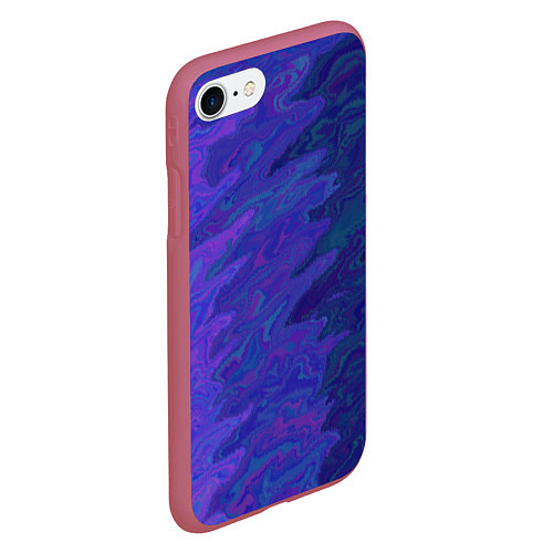 Чехол iPhone 7/8 матовый Абстрактный синий разводы / 3D-Малиновый – фото 2