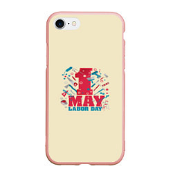 Чехол iPhone 7/8 матовый 1 мая - праздник труда, цвет: 3D-светло-розовый