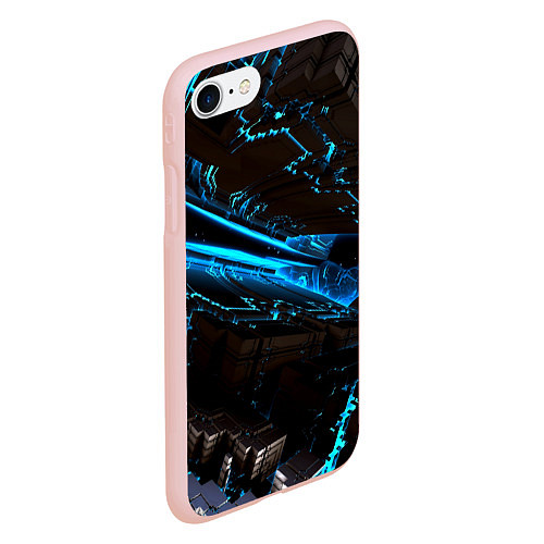 Чехол iPhone 7/8 матовый Digital space abstraction / 3D-Светло-розовый – фото 2
