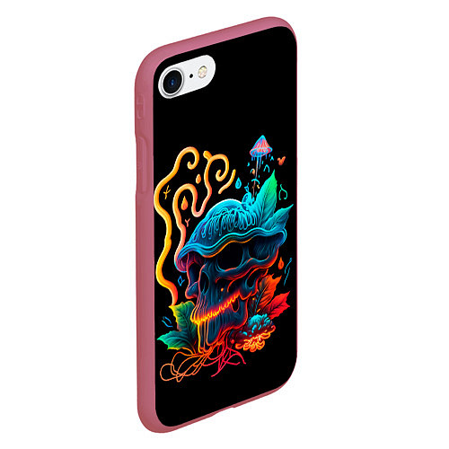 Чехол iPhone 7/8 матовый Neon mushroom-skull / 3D-Малиновый – фото 2