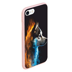 Чехол iPhone 7/8 матовый Голова волка Стихия огня, цвет: 3D-светло-розовый — фото 2