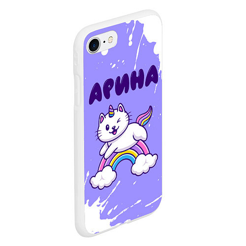 Чехол iPhone 7/8 матовый Арина кошка единорожка / 3D-Белый – фото 2