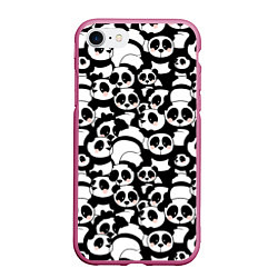Чехол iPhone 7/8 матовый Чёрно-белые панды, цвет: 3D-малиновый