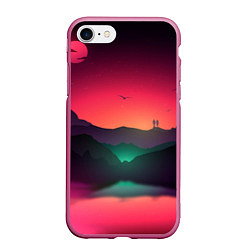 Чехол iPhone 7/8 матовый Неоновая природа, цвет: 3D-малиновый