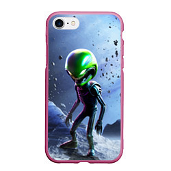 Чехол iPhone 7/8 матовый Alien during a space storm, цвет: 3D-малиновый